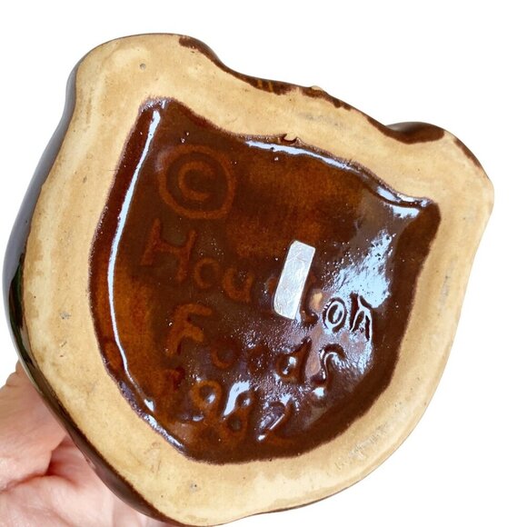 Vintage Houston Foods 1982 Honey Pot Solid Brown Bear With Original Dipper - Picture 5 of 11